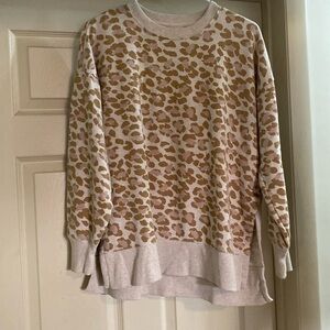 Aerie Leopard Print Pullover Sweatshirt